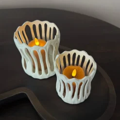 Waxinelichthouder 'TIVOLI' | Creme | In 2 maten | Chique-Living