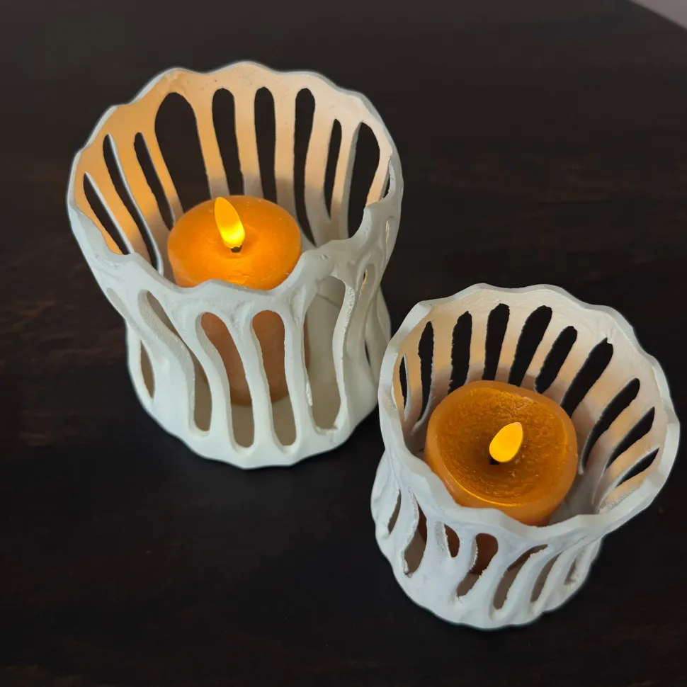 Waxinelichthouder 'TIVOLI' | Creme | In 2 maten | Chique-Living