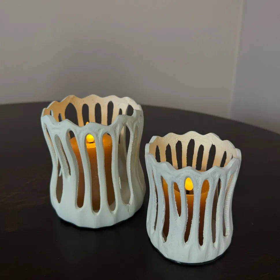 Waxinelichthouder 'TIVOLI' | Creme | In 2 maten | Chique-Living