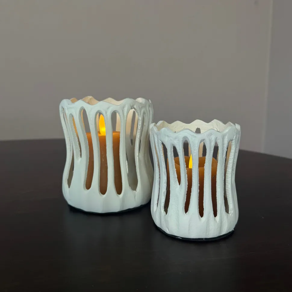 Waxinelichthouder 'TIVOLI' | Creme | In 2 maten | Chique-Living