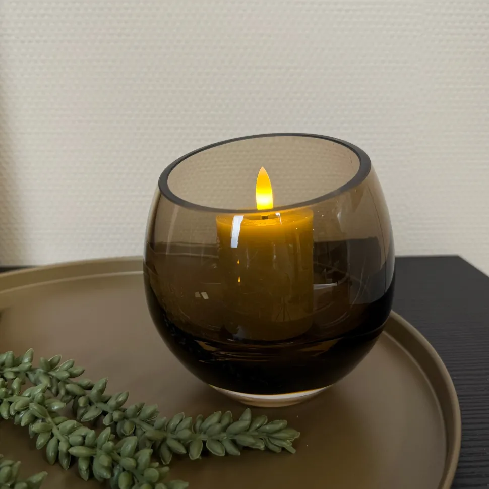 Windlicht Taupe Smoke Glas | Verkrijgbaar in 2 maten | Chique-Living