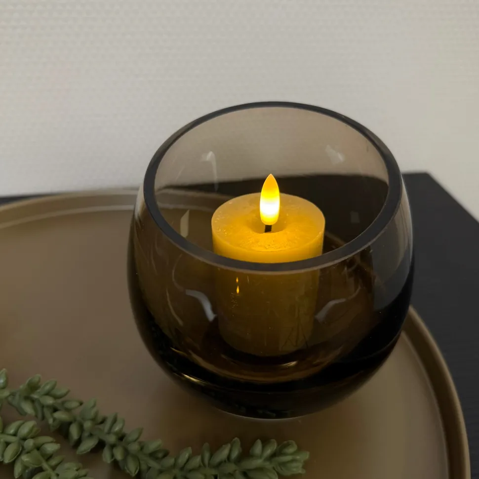 Windlicht Taupe Smoke Glas | Verkrijgbaar in 2 maten | Chique-Living