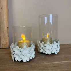 Windlichtje ‘Flowers’ Beige | In 2 maten | Chique-Living