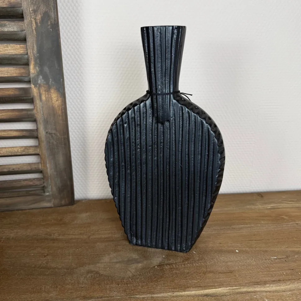 Zwarte Platte Vaas | Colmore Aluminium 18x6x30cm | Chique Living