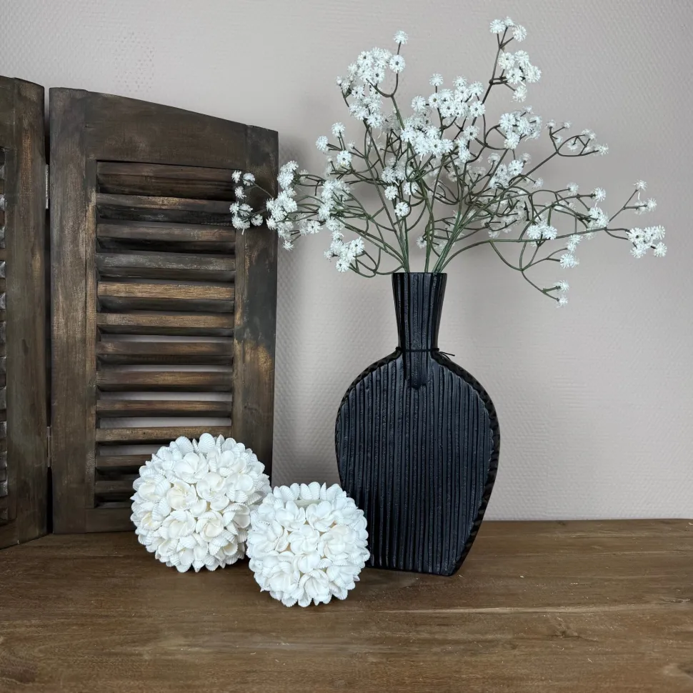 Zwarte Platte Vaas | Colmore Aluminium 18x6x30cm | Chique Living